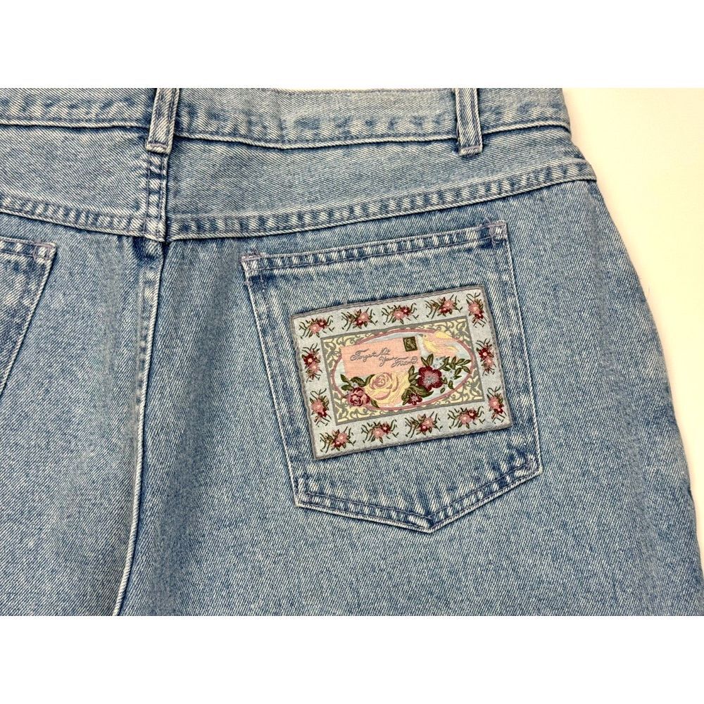Stefano Patchwork Vtg 80s Denim Jeans Women 22 NWT RARE Cotton Pockets Floral - Picture 8 of 15